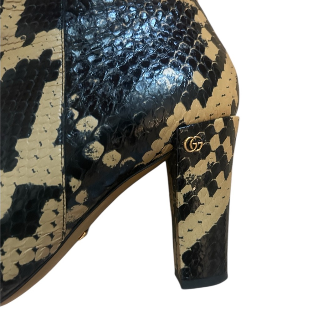 Gucci Python Print Leather Knee High Heeled Boots… - image 6